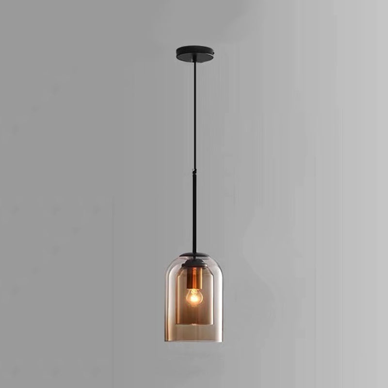 Double Glass Indoor Pendant Light in Modern Creative Style Wrought Iron Hanging Lamp