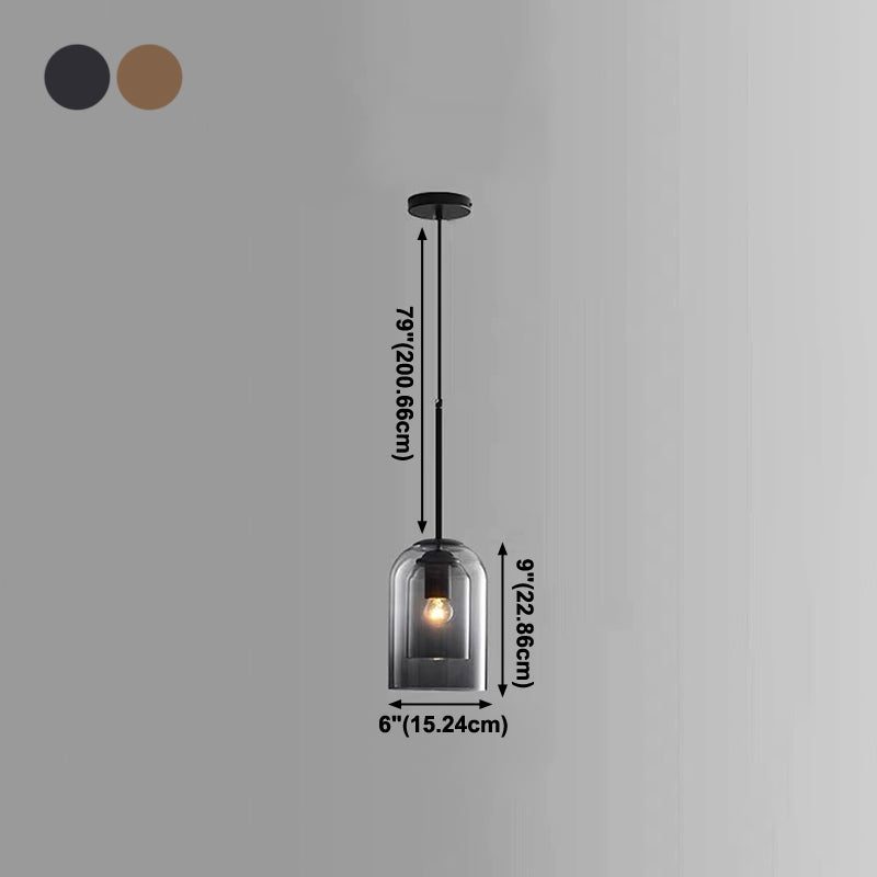 Double Glass Indoor Pendant Light in Modern Creative Style Wrought Iron Hanging Lamp