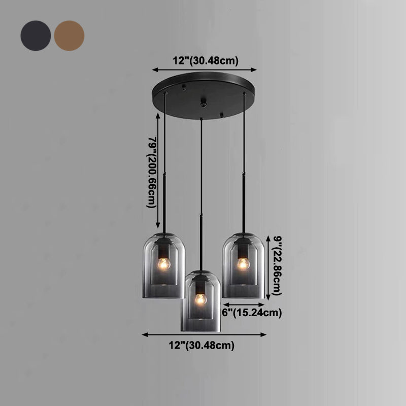 Double Glass Indoor Pendant Light in Modern Creative Style Wrought Iron Hanging Lamp