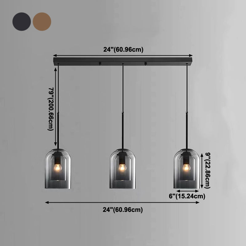 Double Glass Indoor Pendant Light in Modern Creative Style Wrought Iron Hanging Lamp