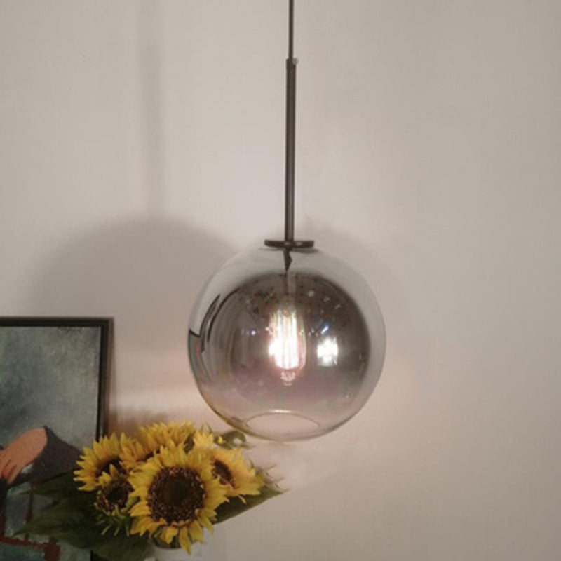 Glass Globe Pendant Light in Modern Artistic Style Electroplate Iron Hanging Lamp
