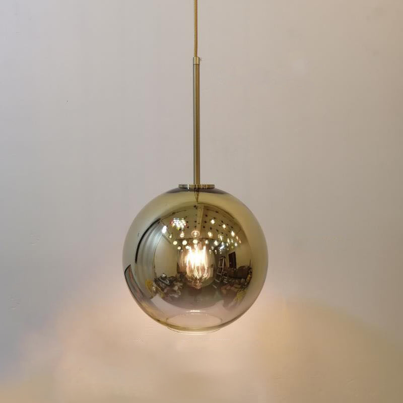 Glass Globe Pendant Light in Modern Artistic Style Electroplate Iron Hanging Lamp