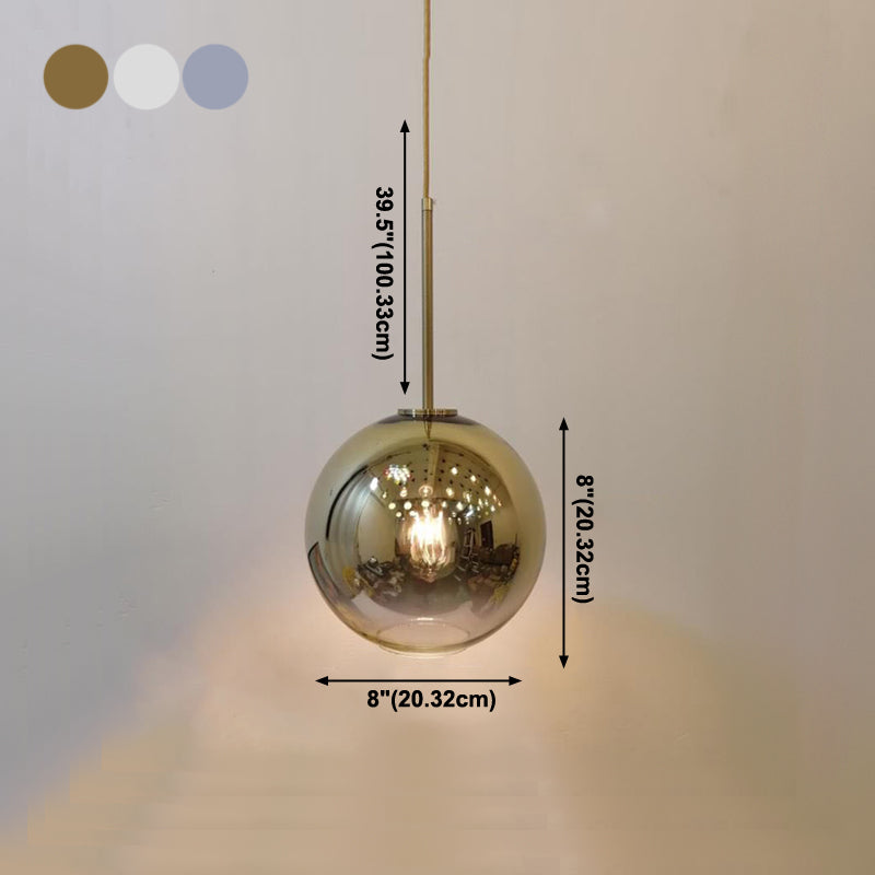 Glass Globe Pendant Light in Modern Artistic Style Electroplate Iron Hanging Lamp
