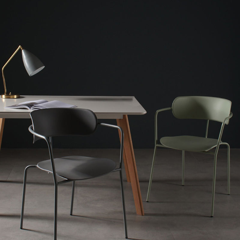 Chaise de salle à manger de style contemporain, chaise d'appoint de cuisine à bras ouvert avec pieds en métal