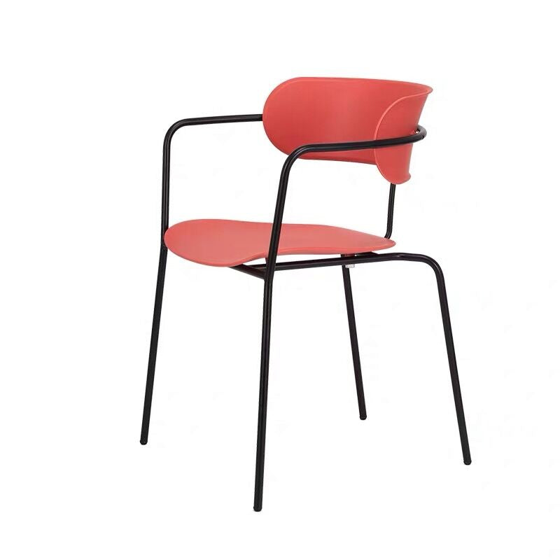 Chaise de salle à manger de style contemporain, chaise d'appoint de cuisine à bras ouvert avec pieds en métal