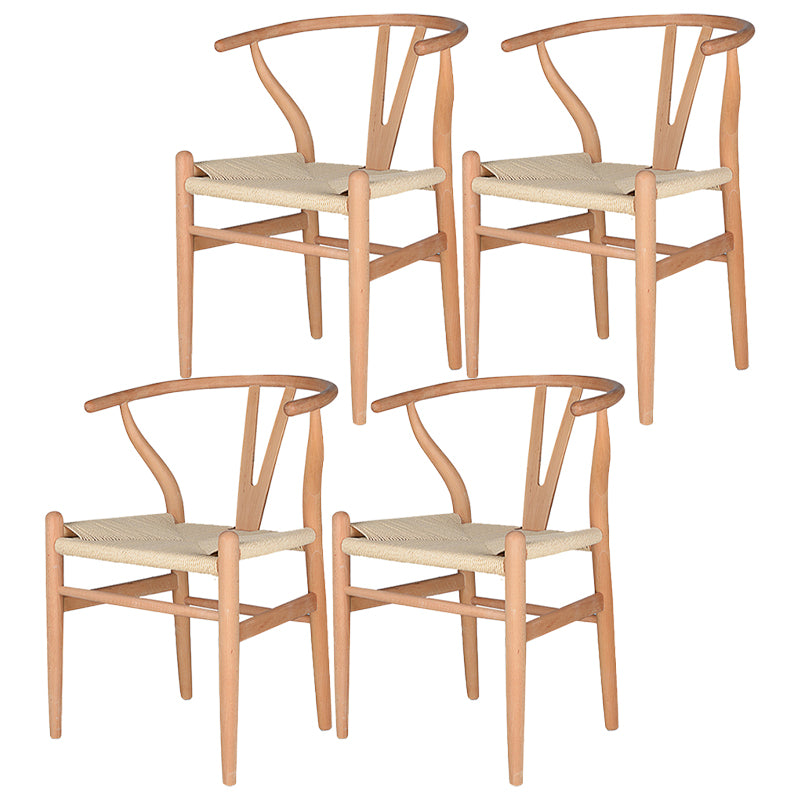 Contemporary Style Ash Wood Chair Dining Room Fork Bone Back Chairs Set