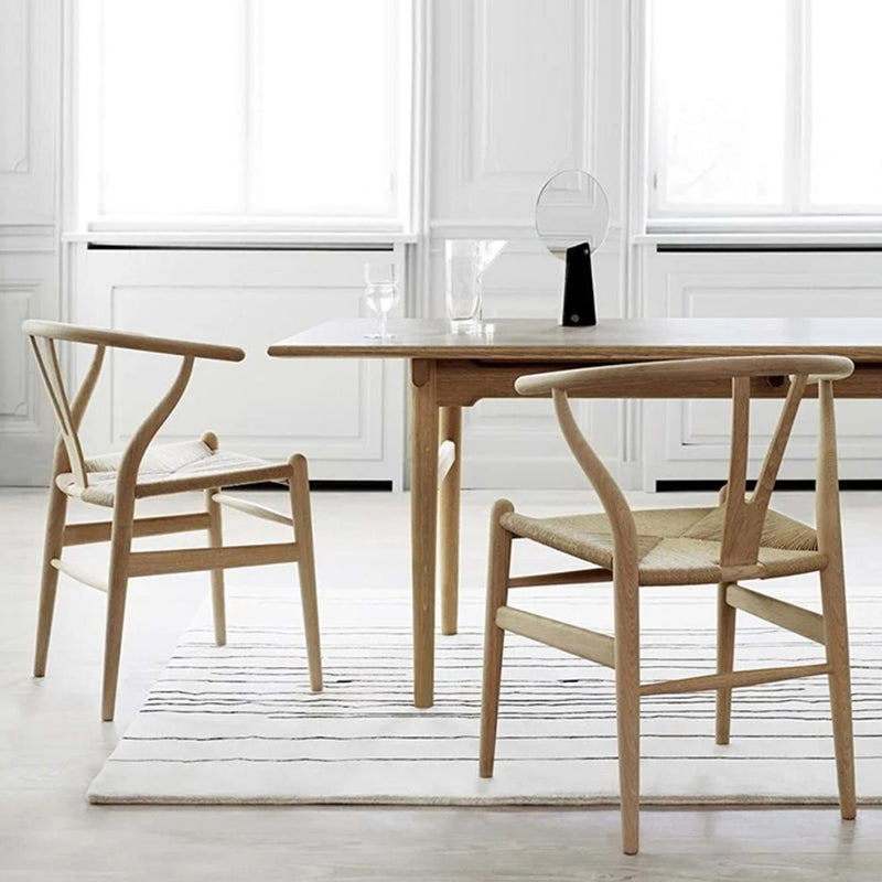 Contemporary Style Ash Wood Chair Dining Room Fork Bone Back Chairs Set
