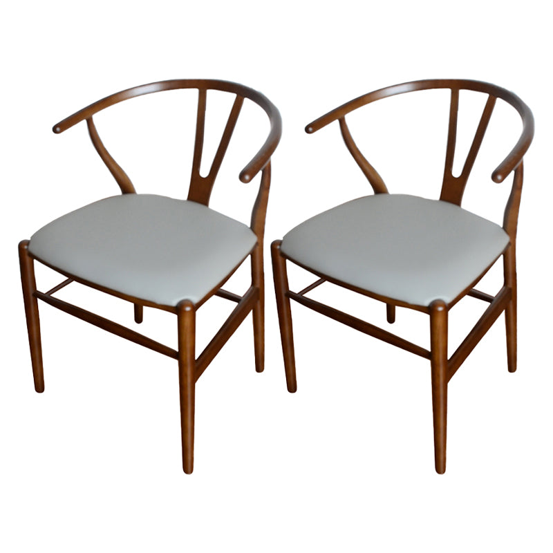 Contemporary Style Ash Wood Chair Dining Room Fork Bone Back Chairs Set
