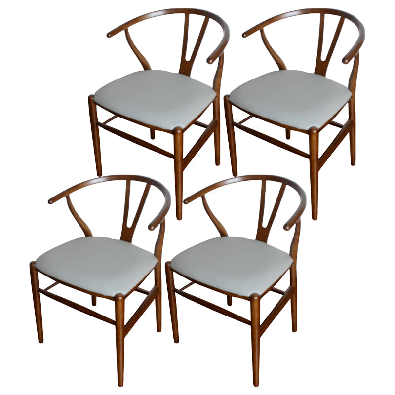 Contemporary Style Ash Wood Chair Dining Room Fork Bone Back Chairs Set