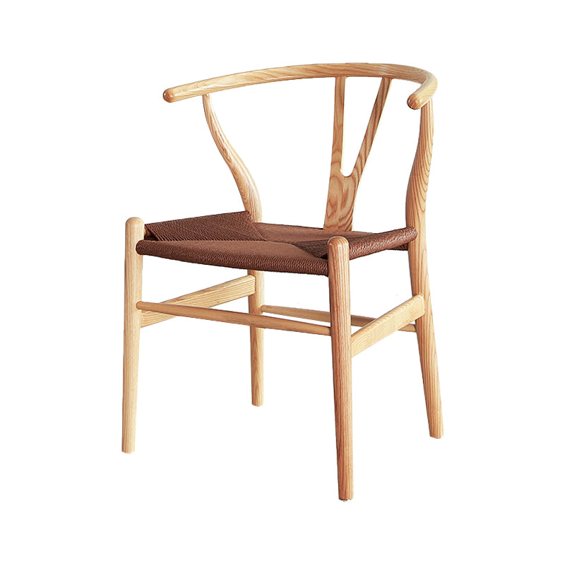 Contemporary Style Ash Wood Chair Dining Room Fork Bone Back Chairs Set