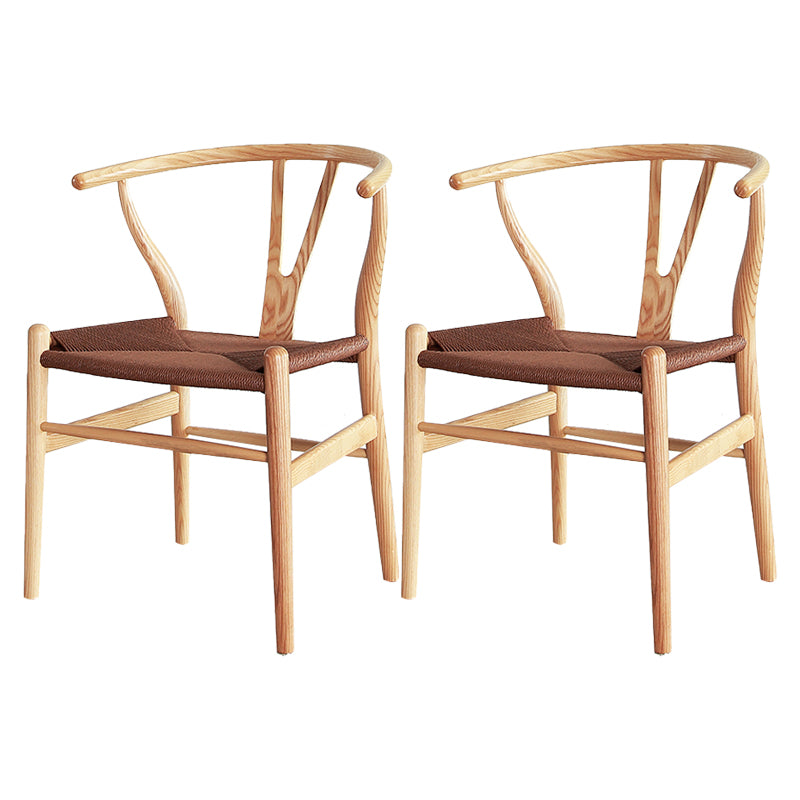 Contemporary Style Ash Wood Chair Dining Room Fork Bone Back Chairs Set