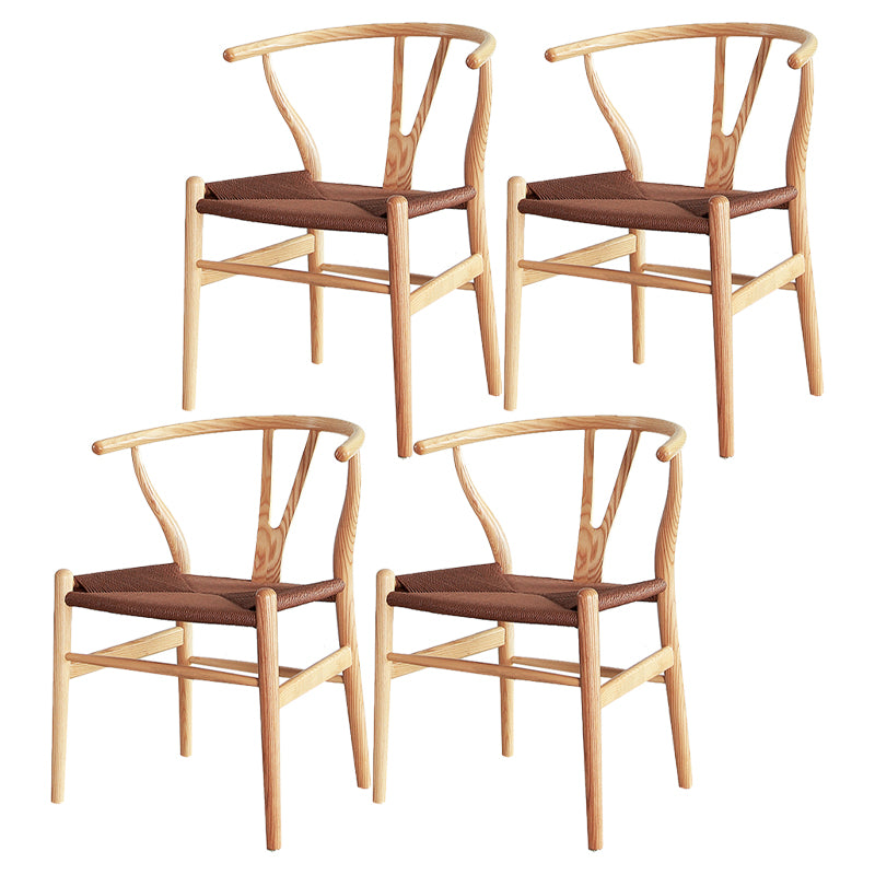 Contemporary Style Ash Wood Chair Dining Room Fork Bone Back Chairs Set