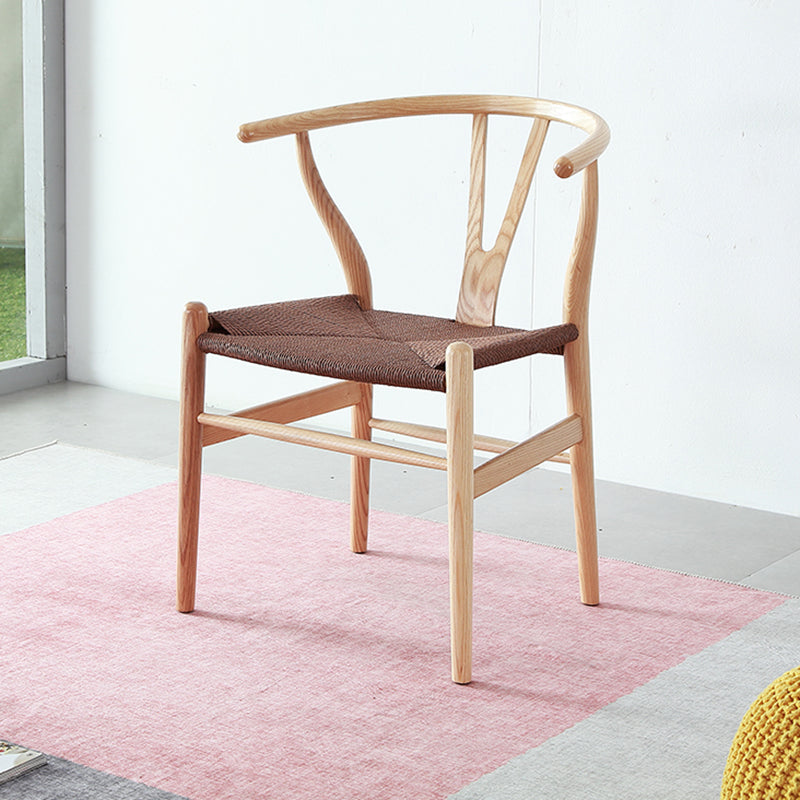 Contemporary Style Ash Wood Chair Dining Room Fork Bone Back Chairs Set