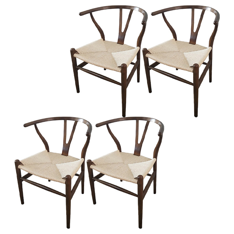 Contemporary Style Ash Wood Chair Dining Room Fork Bone Back Chairs Set