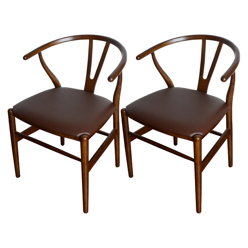 Contemporary Style Ash Wood Chair Dining Room Fork Bone Back Chairs Set
