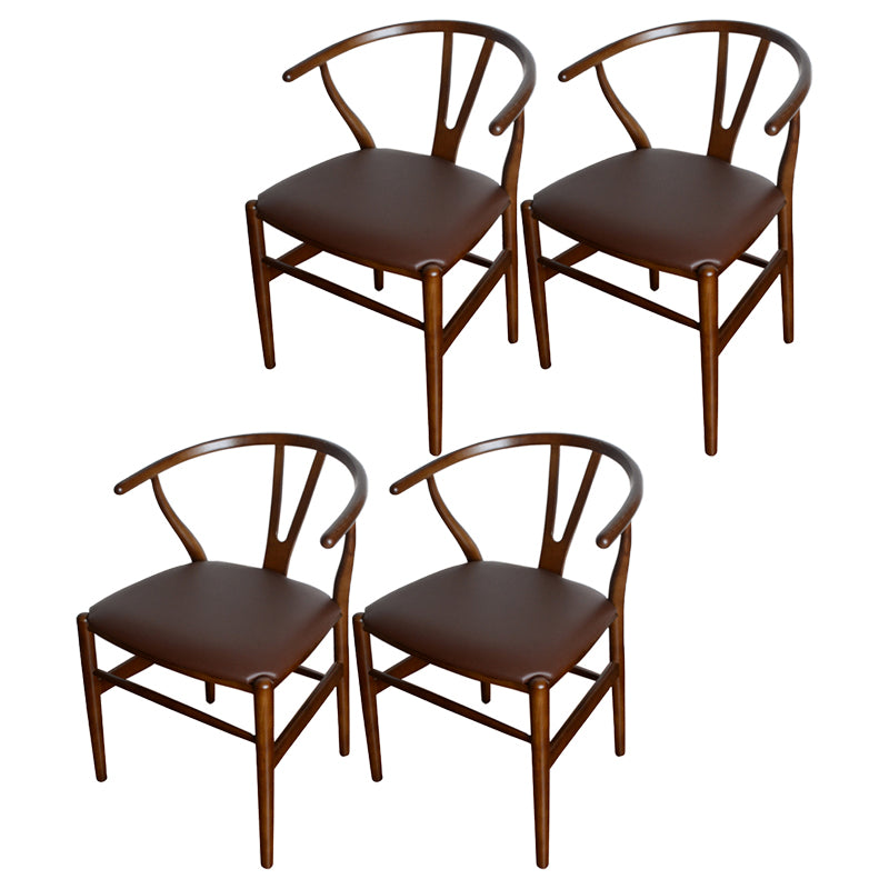 Contemporary Style Ash Wood Chair Dining Room Fork Bone Back Chairs Set