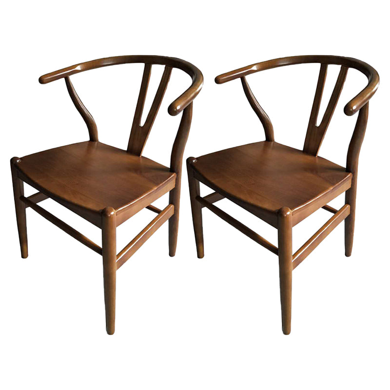 Contemporary Style Ash Wood Chair Dining Room Fork Bone Back Chairs Set