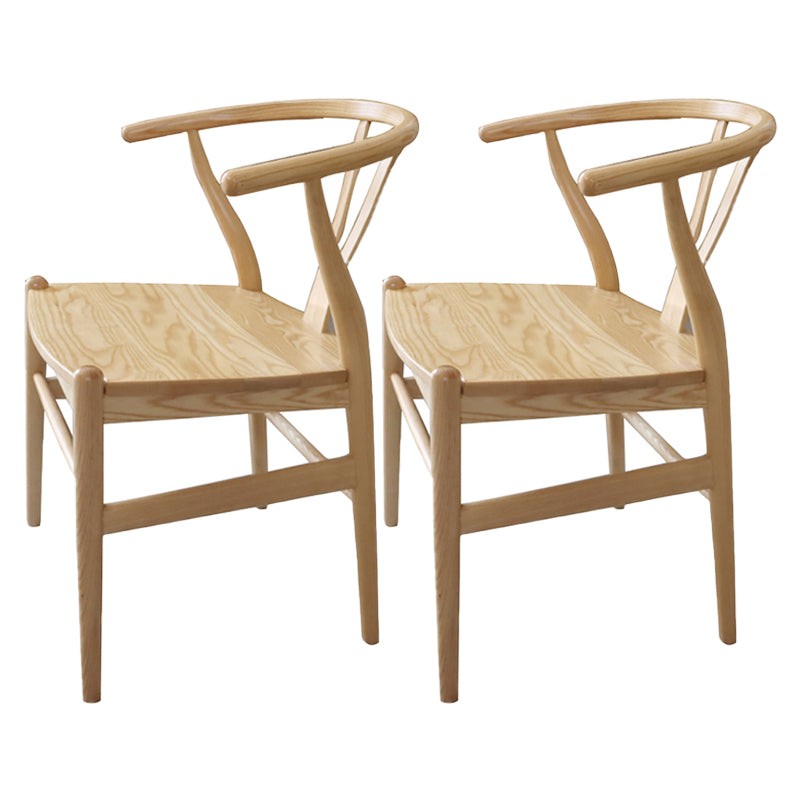 Contemporary Style Ash Wood Chair Dining Room Fork Bone Back Chairs Set