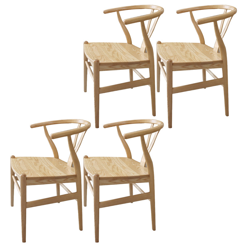 Contemporary Style Ash Wood Chair Dining Room Fork Bone Back Chairs Set
