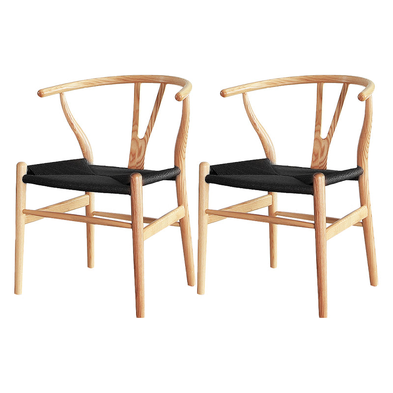 Contemporary Style Ash Wood Chair Dining Room Fork Bone Back Chairs Set