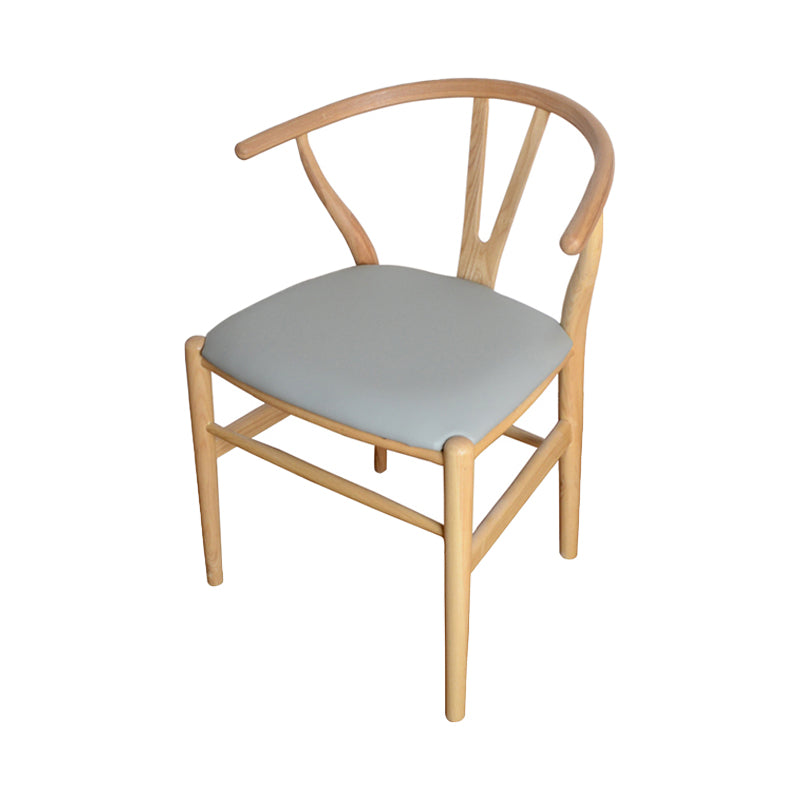 Contemporary Style Ash Wood Chair Dining Room Fork Bone Back Chairs Set