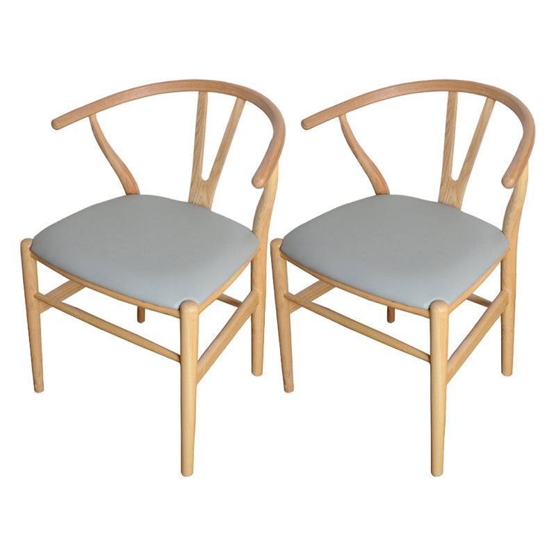 Contemporary Style Ash Wood Chair Dining Room Fork Bone Back Chairs Set