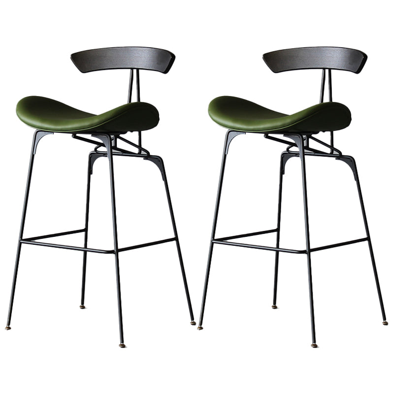 Tabouret de bar en fer noir, tabouret de comptoir à dossier bas de style industriel avec siège en selle