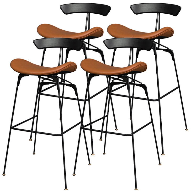 Tabouret de bar en fer noir, tabouret de comptoir à dossier bas de style industriel avec siège en selle