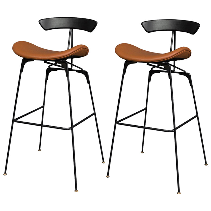 Tabouret de bar en fer noir, tabouret de comptoir à dossier bas de style industriel avec siège en selle