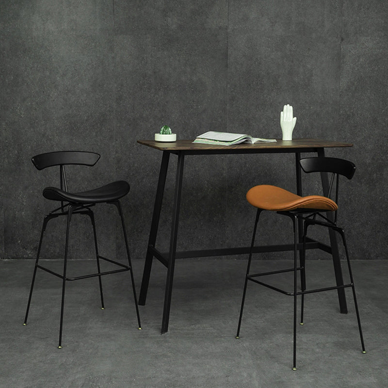 Tabouret de bar en fer noir, tabouret de comptoir à dossier bas de style industriel avec siège en selle