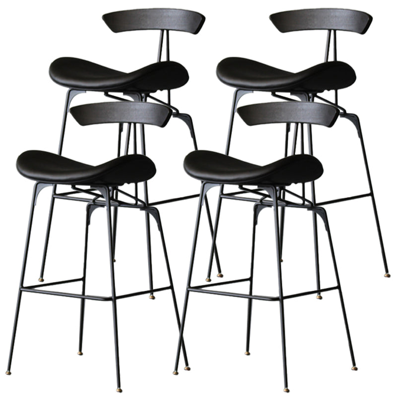 Tabouret de bar en fer noir, tabouret de comptoir à dossier bas de style industriel avec siège en selle