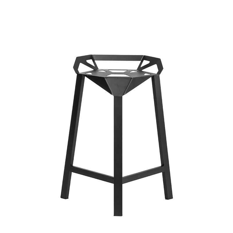 Tabouret de bar à dossier bas en fer noir, tabouret haut de conception creuse de style industriel