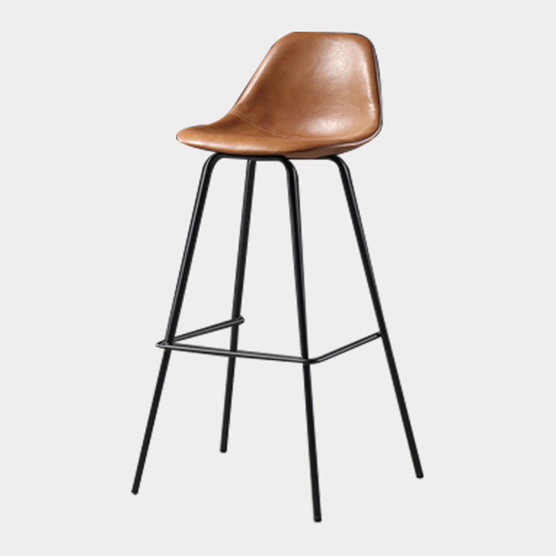 Schwarzer Metall-Barhocker, skandinavischer Bristol-Thekenhocker mit niedriger Rückenlehne und Schalensitz