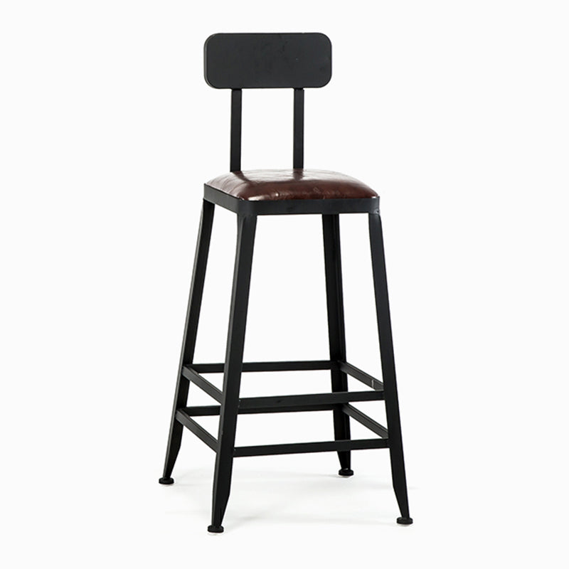 Asiento de cuero cuadrado de estilo industrial con patas de metal Taburete para barra de cocina