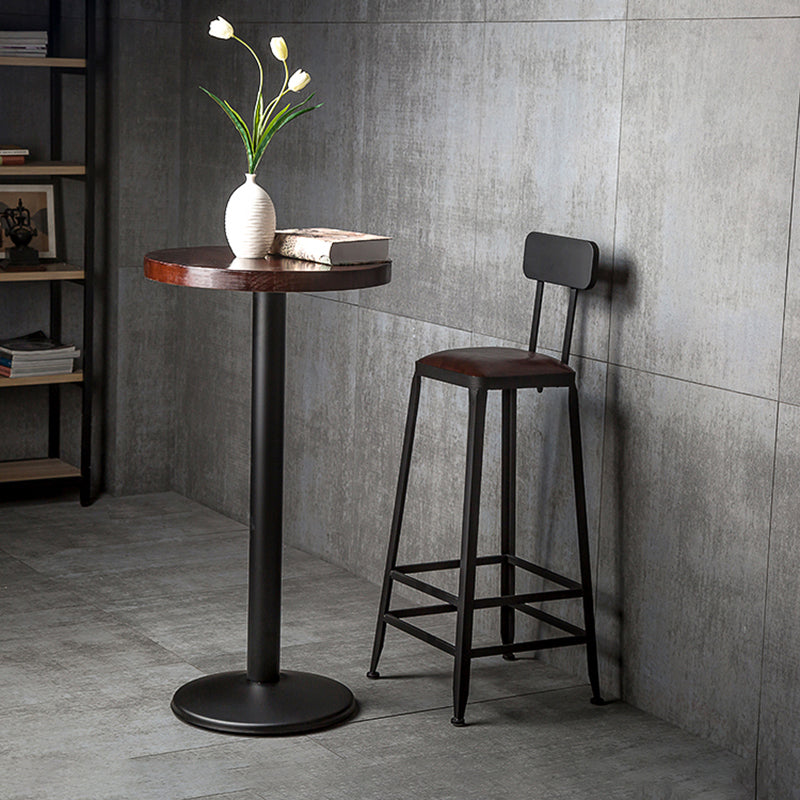 Asiento de cuero cuadrado de estilo industrial con patas de metal Taburete para barra de cocina