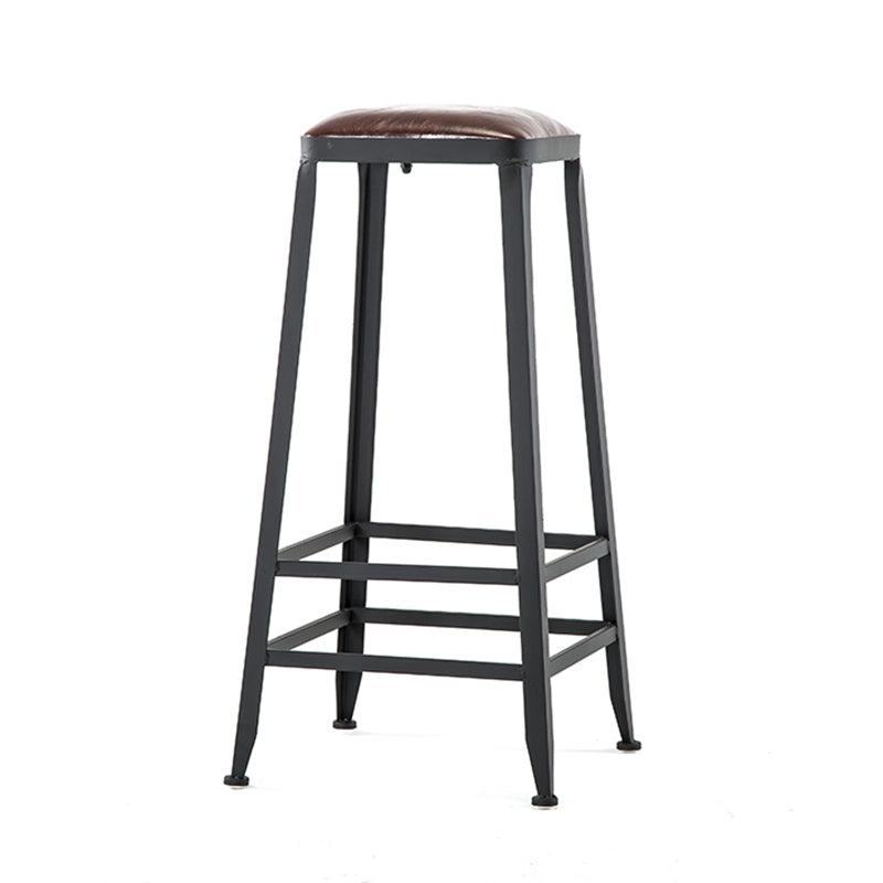 Asiento de cuero cuadrado de estilo industrial con patas de metal Taburete para barra de cocina