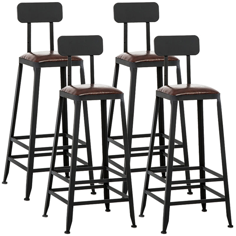 Asiento de cuero cuadrado de estilo industrial con patas de metal Taburete para barra de cocina