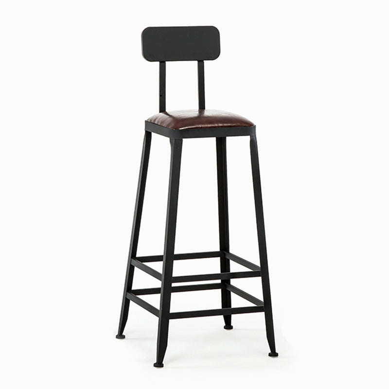 Asiento de cuero cuadrado de estilo industrial con patas de metal Taburete para barra de cocina