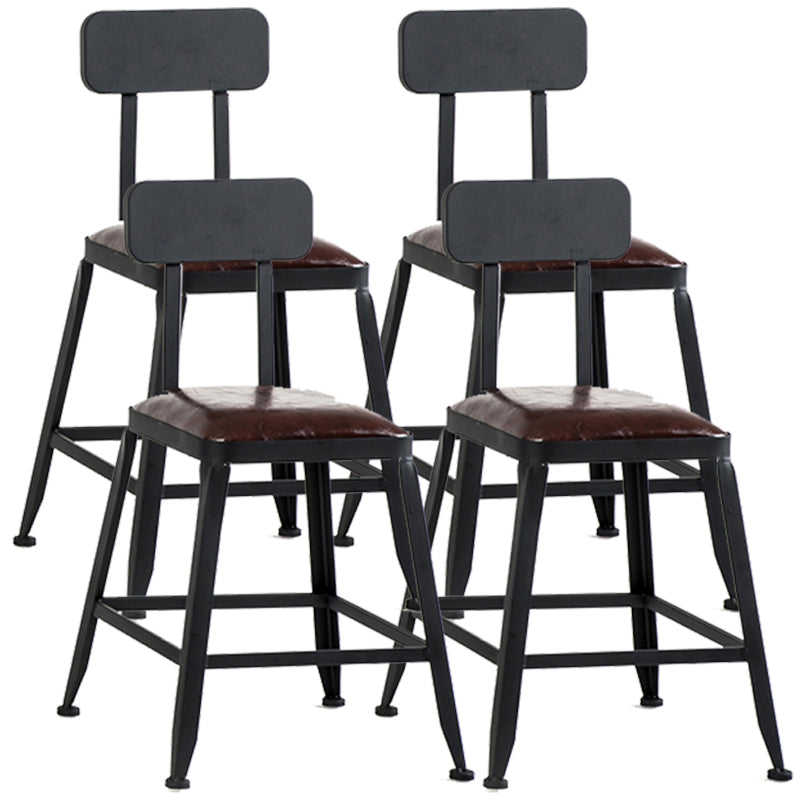 Asiento de cuero cuadrado de estilo industrial con patas de metal Taburete para barra de cocina