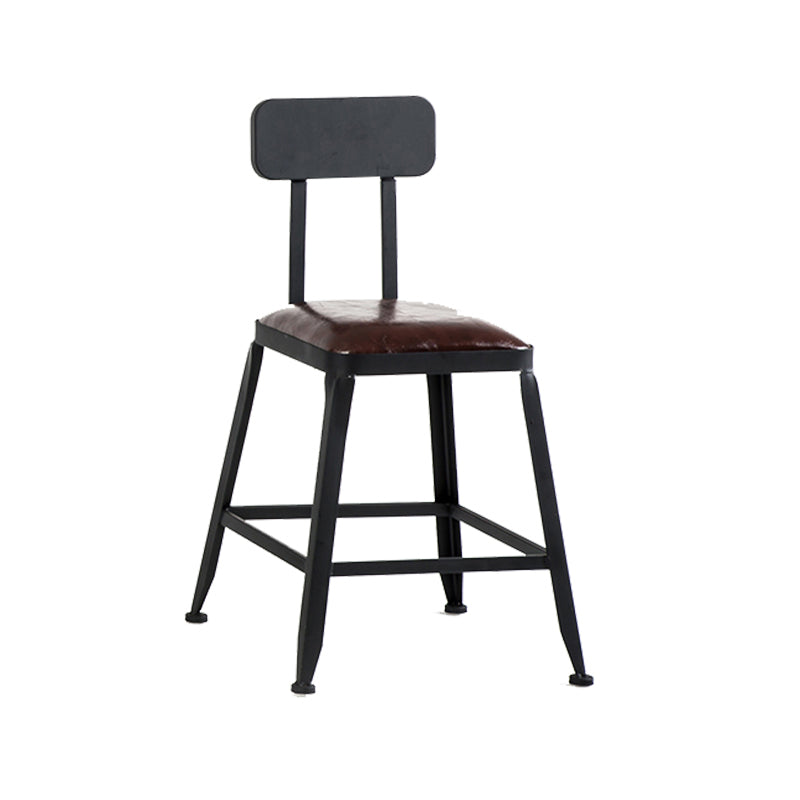Asiento de cuero cuadrado de estilo industrial con patas de metal Taburete para barra de cocina
