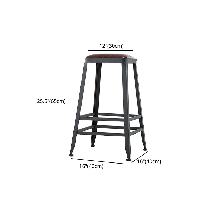 Asiento de cuero cuadrado de estilo industrial con patas de metal Taburete para barra de cocina