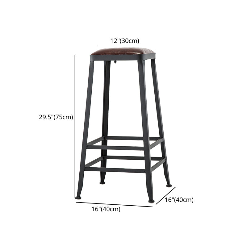 Asiento de cuero cuadrado de estilo industrial con patas de metal Taburete para barra de cocina