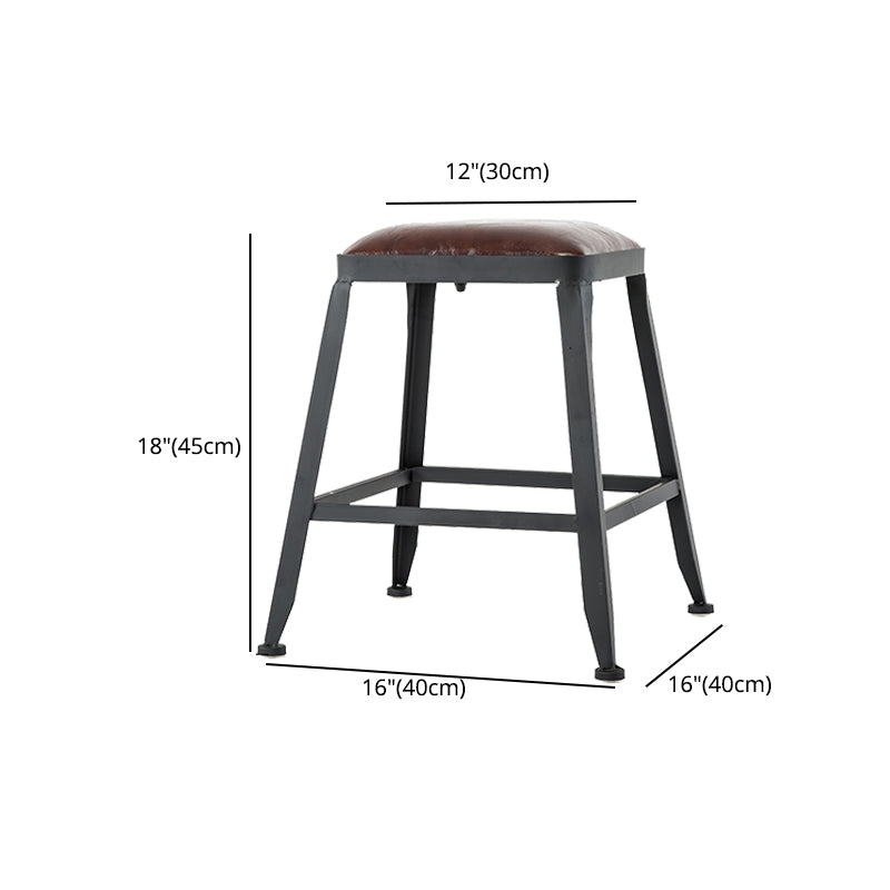 Asiento de cuero cuadrado de estilo industrial con patas de metal Taburete para barra de cocina