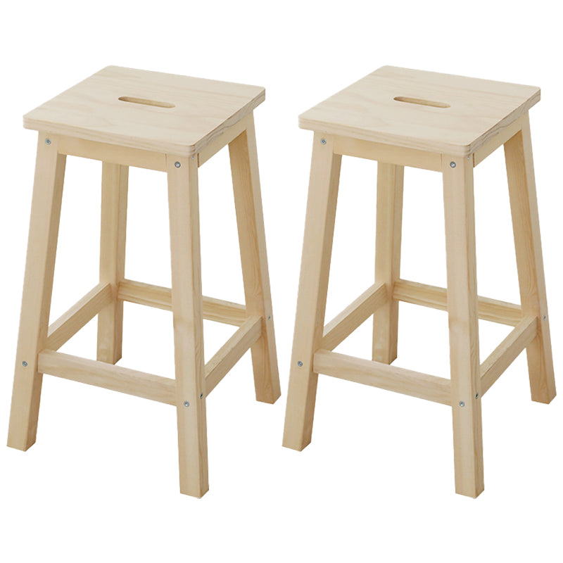 Tabourets de comptoir naturels industriels Tabourets de bar sans bras en bois avec siège carré