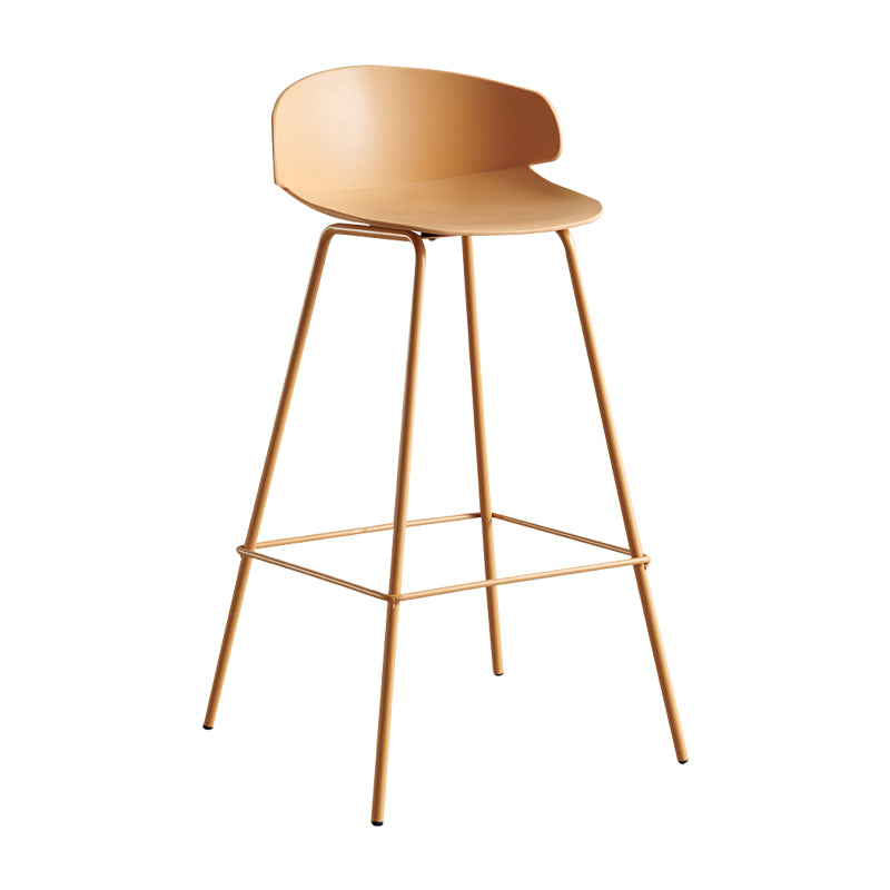 Scandinavian Plastic Metal Counter Stools Low Back Indoor Bar Stools with 4 Legs