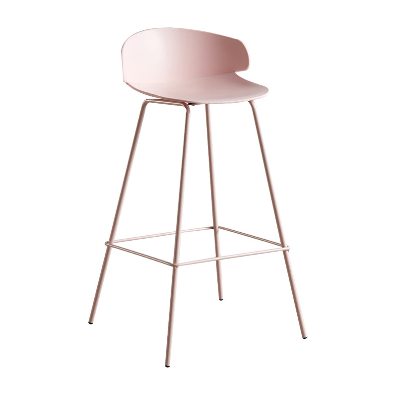 Scandinavian Plastic Metal Counter Stools Low Back Indoor Bar Stools with 4 Legs
