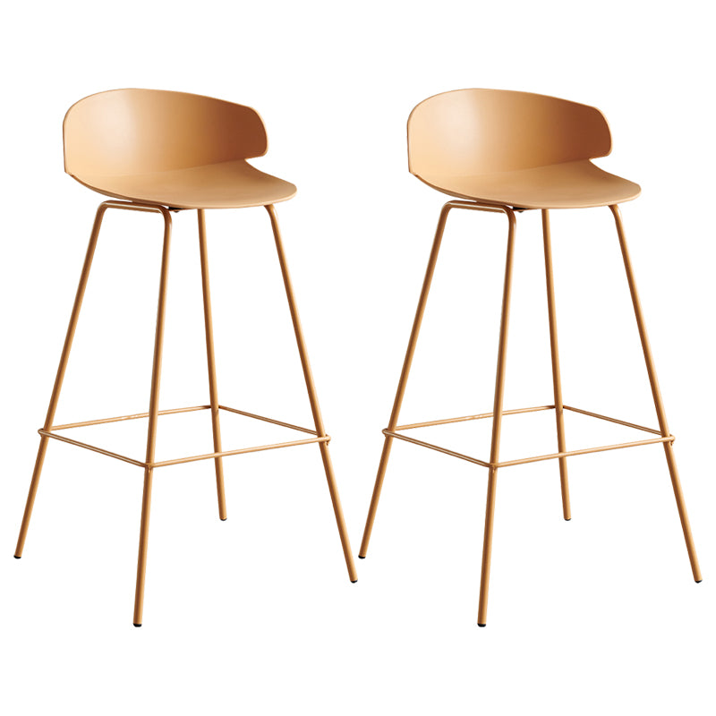 Scandinavian Plastic Metal Counter Stools Low Back Indoor Bar Stools with 4 Legs