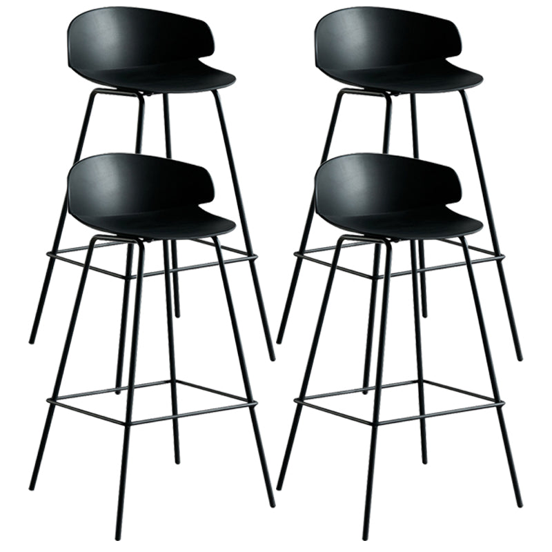Scandinavian Plastic Metal Counter Stools Low Back Indoor Bar Stools with 4 Legs