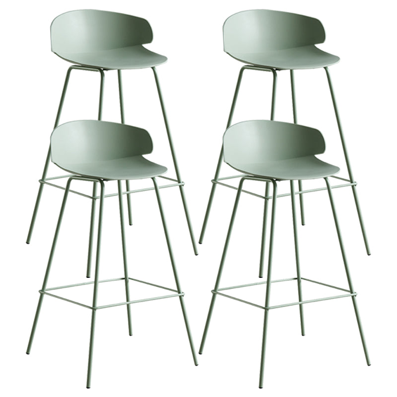 Scandinavian Plastic Metal Counter Stools Low Back Indoor Bar Stools with 4 Legs