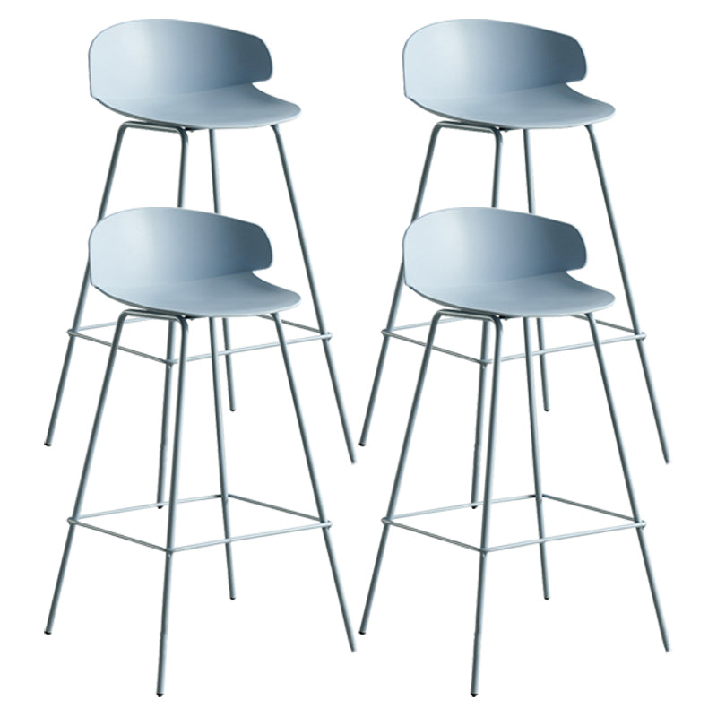 Scandinavian Plastic Metal Counter Stools Low Back Indoor Bar Stools with 4 Legs